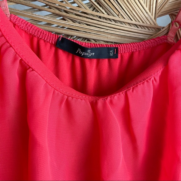 Flowy red spaghetti strap midi dress - Picture 3 of 4